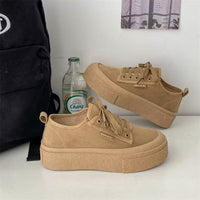 Damen Komfortable Sneakers mit dicker Gummisohle und weichem Wildlederobermaterial – Khaki