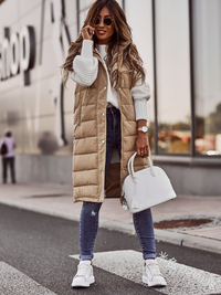 Lange Weste für Damen | Winter – Khaki