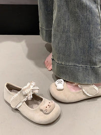 Damen Ballerinas mit niedlichem Tiermotiv und verstellbarem Riemen – Beige
