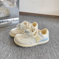 Damen Sportliche Sneakers mit verspielten Rüschen – Blaugelb