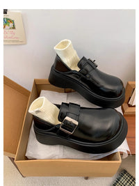 Damen Modische Chunky Clogs mit verstellbarem Schnallenverschluss und dickem Sohlenprofil – Schwarz