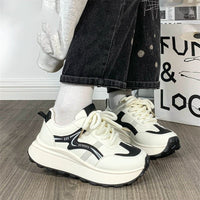 Damen Trendige Chunky Sneakers mit dämpfender Plattform-Sohle – Schwarz
