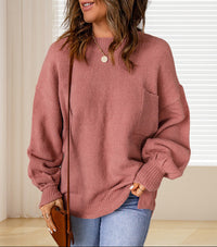 RUNDHALS LANGARM LOCKERE SWEATER | BEQUEME MODERNE FREIZEITMODE – Rosa