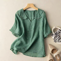Dagmar | Damen Vintage Bluse Locker Knopfverzierung – Locker Vintage Bluse 2026 – Grün