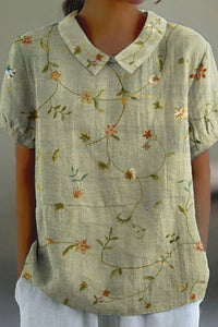 Karin - Lässige Bluse mit Blumenmuster – Hellgrün