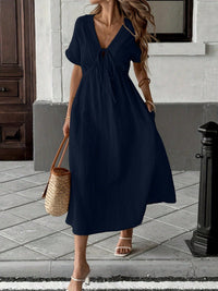 Maxikleid Freizeit mit Taillenband – Dunkelblau
