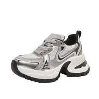 Damen Sportliche Chunky Sneakers mit atmungsaktiver Mesh-Oberfläche und ergonomischer Dämpfung – Silber