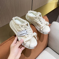 Damen Trendige Sneaker mit kuscheligem Innenfutter und einzigartigem Obermaterial – Cremeweiß