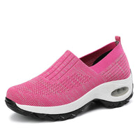 Damen Komfortable Slip-On Freizeitschuhe mit atmungsaktiver Strickoberfläche – Magenta