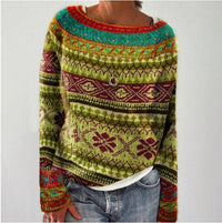 Damen Retro-Pullover mit geripptem Saum – Gelb
