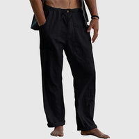 Damen Leinen-Hose mit Kordelzug - Casual Fit – Schwarz