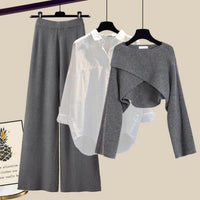 Bequemes Dreiteiliges Damen-Sweater-Set - Komfortable und Modern – Grau