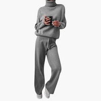 Warmes Damen Rollkragen-Set – Grau