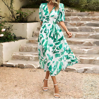 Blumenmuster Damen Maxikleid – Grün
