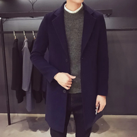 Herren Woll-Mantel Elegante Business Jacke - Büro und Freizeit – Dunkelblau