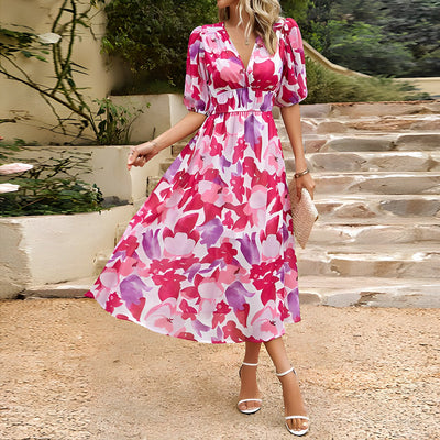 Blumenmuster Damen Maxikleid