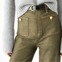 Ausgestellte Schlaghose Damen Jeans – Grün