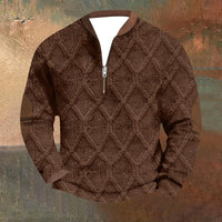 Herren Pullover mit Reißverschluss - Lässiger Alltags-Pullover – Braun
