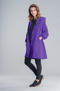 Wasserfeste Damen-Regenjacke mit Kapuze | Warm & Winddicht | Übergroße Passform – Ultraviolett