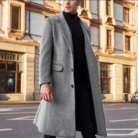 Herren Wintermantel - Eleganter Wollmantel mit langem Schnitt – Grau
