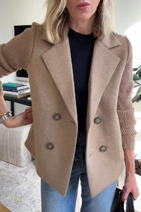 Damen Strickblazer Elegant - Leichte Business Jacke – Braun