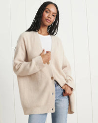 Lina™ | Gerippte Strickjacke mit Knöpfen – Creme