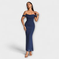 Ione - Off-Shoulder Ruffled Bodycon Dress – Marine