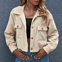 Damen Lassig Übergangsjacke | Knopfverschluss – Khaki