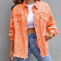 Jeanette - Trendige Jeansjacke für Frauen – Orange