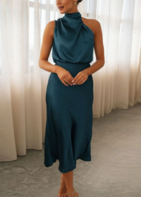 Juliana - Wunderschönes Luxus-Satin-Kleid – Blau