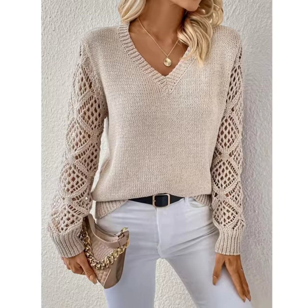 Kendra - Lässiger V-Ausschnitt Strickpullover