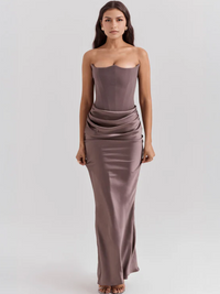 MIRELLA MAXI KLEID – Taupe