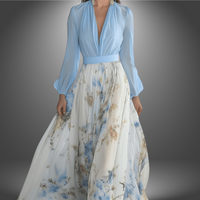 Tess | Premium Blumendruckkleid – Hellblau