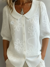 Livia | Elegante Soft-Touch-Bluse für Damen – Weiß