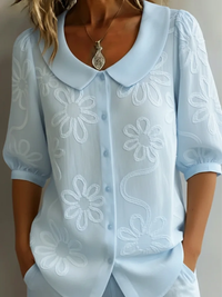Livia | Elegante Soft-Touch-Bluse für Damen – Blau