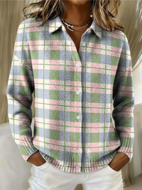 Lena™ – Karierte Bluse in frischen Pastelltönen, weichem Hoodie-Material – Mehrfarbig