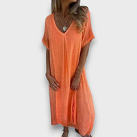Tirelle – Luftiges Kleid mit V-Ausschnitt – Orange