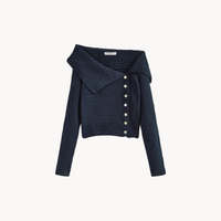 Sienna | Asymmetrisches Strick-Top mit Brüsten – Marine