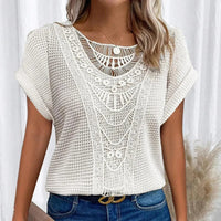 ALEYNA - SPITZENBLUSE MIT STRICKSTOFF – Weiß