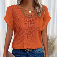 ALEYNA - SPITZENBLUSE MIT STRICKSTOFF – Orange