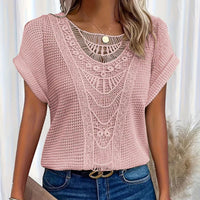 ALEYNA - SPITZENBLUSE MIT STRICKSTOFF – Rosa