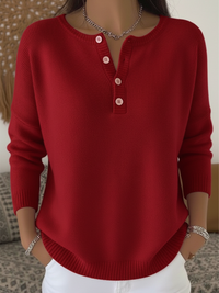 Nora™ – Weicher Pullover mit Knopfdetail – Rot