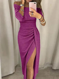 Elena™ | Langes elegantes Damenkleid – Fuchsie