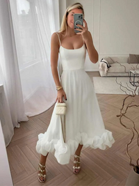 VIVIENNE RUFFLE DRESS – Weiß