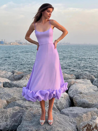 VIVIENNE RUFFLE DRESS – Lila