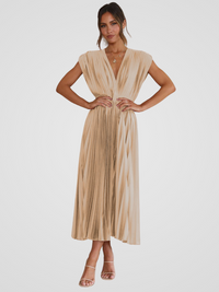 AMAYA PLEATED MIDI – Champagner