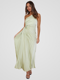 AURORA ONE SHOULDER PLISSEEKLEID – Salbei