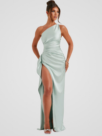SOLEIL SATIN MAXIKLEID – Salbei