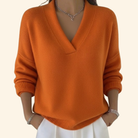 Nina | Pullover Damen V-Ausschnitt modern & stilvoll – Orange