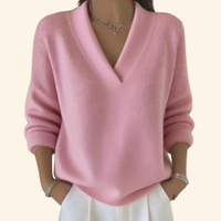 Frieda | Damen Pullover Top V-Ausschnitt Cozy Modern Casual Komfort – Rosa